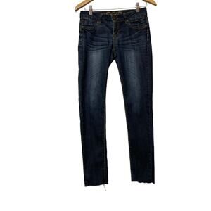 Wax Jeans Skinny Dark Stretch Jeans Size 5 Raw Hem ~ 27" waist